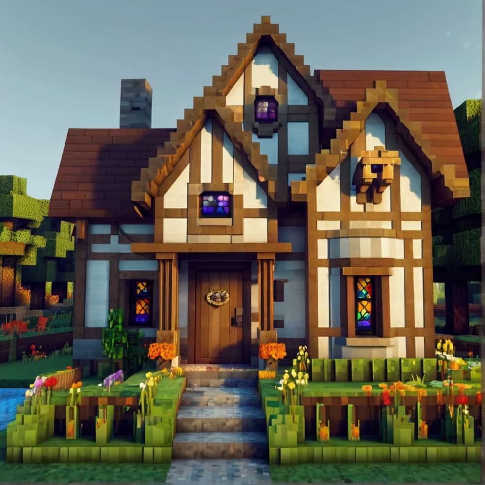 Minecraft house ideas with a quaint cottage where the walls change colors depending on the time of day or season 1