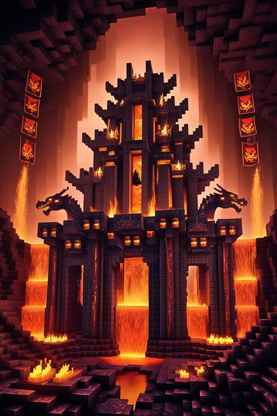 a Minecraft dragon tower using nether bricks and obsidian (1) 