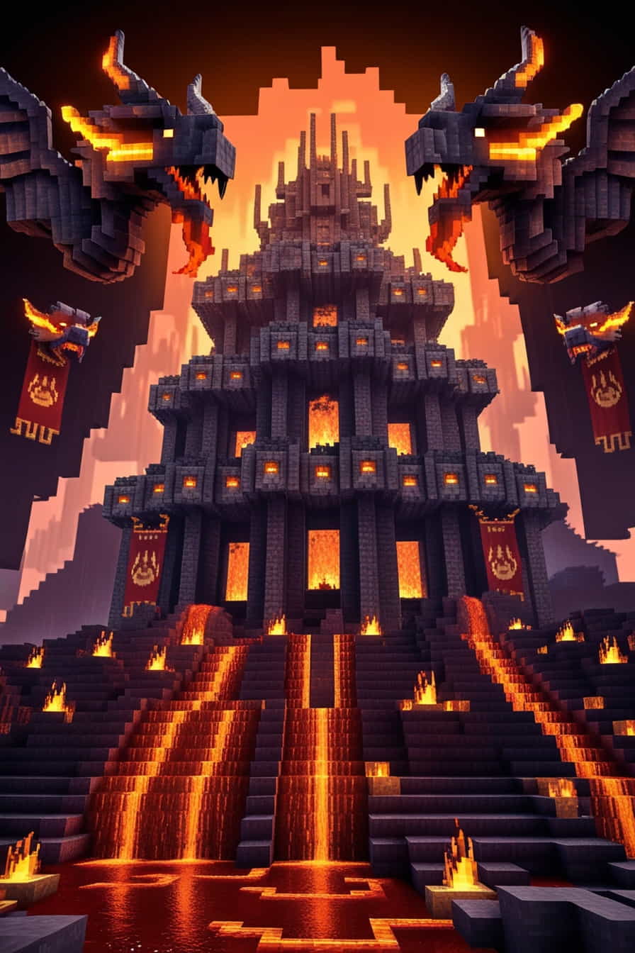 a Minecraft dragon tower using nether bricks and obsidian (2) 