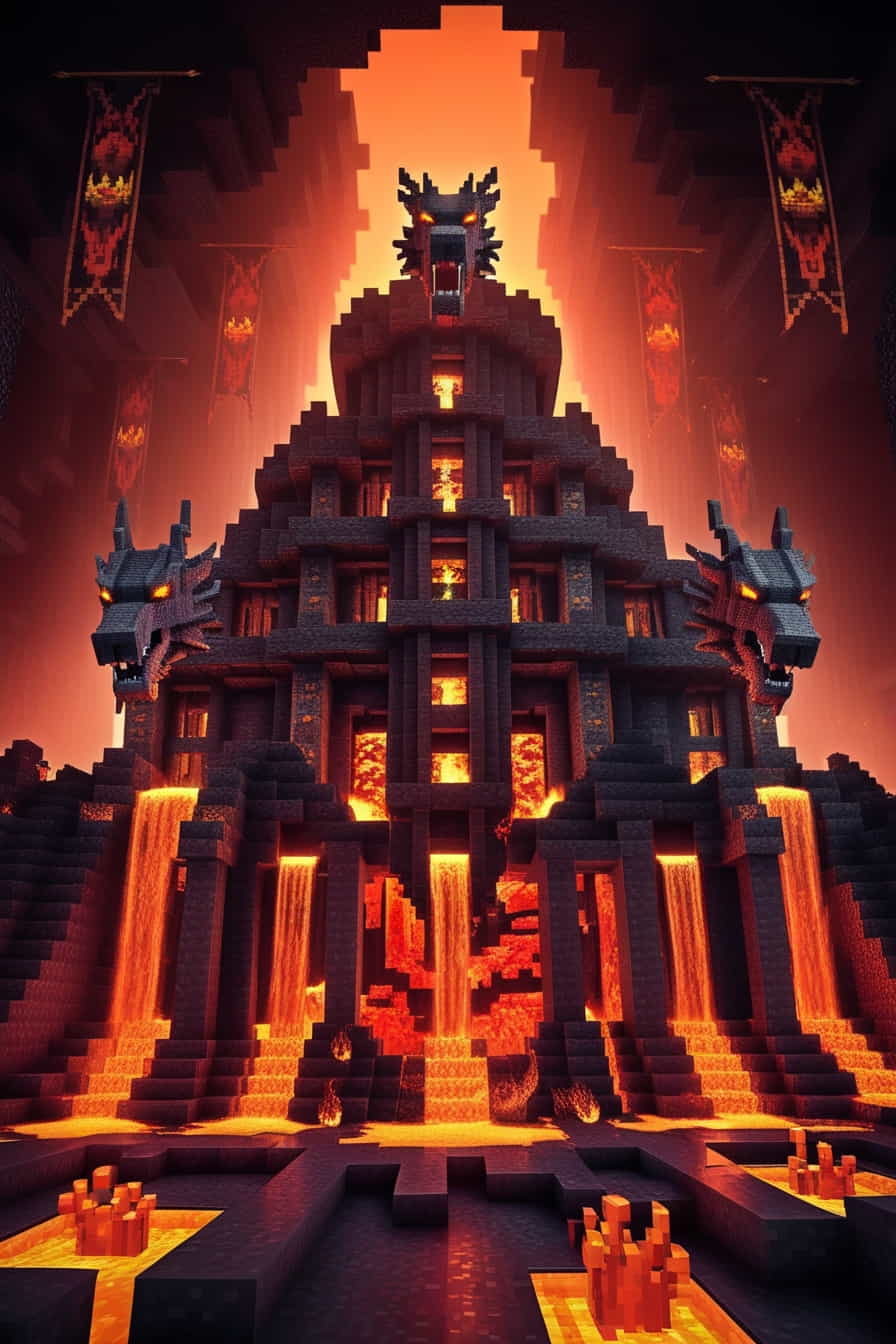 a Minecraft dragon tower using nether bricks and obsidian (3) 