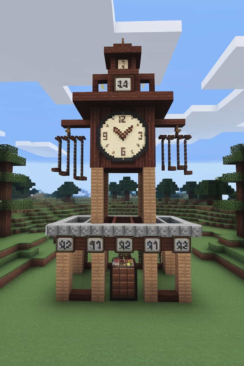 a charming minecraft clock tower in the center of town 2 