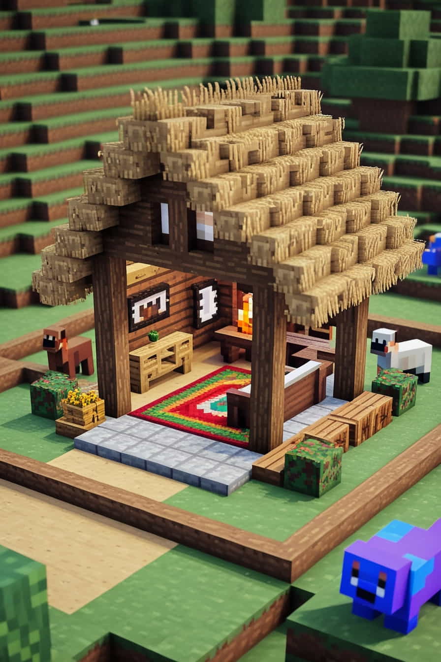 a charming minecraft village cottage made of cobblestone (1) 