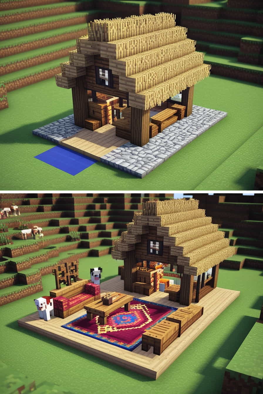 a charming minecraft village cottage made of cobblestone (3) 