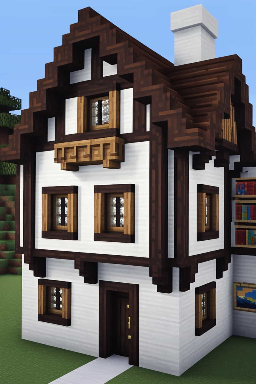 a classic tudorstyle minecraft house with timber framing (1) 