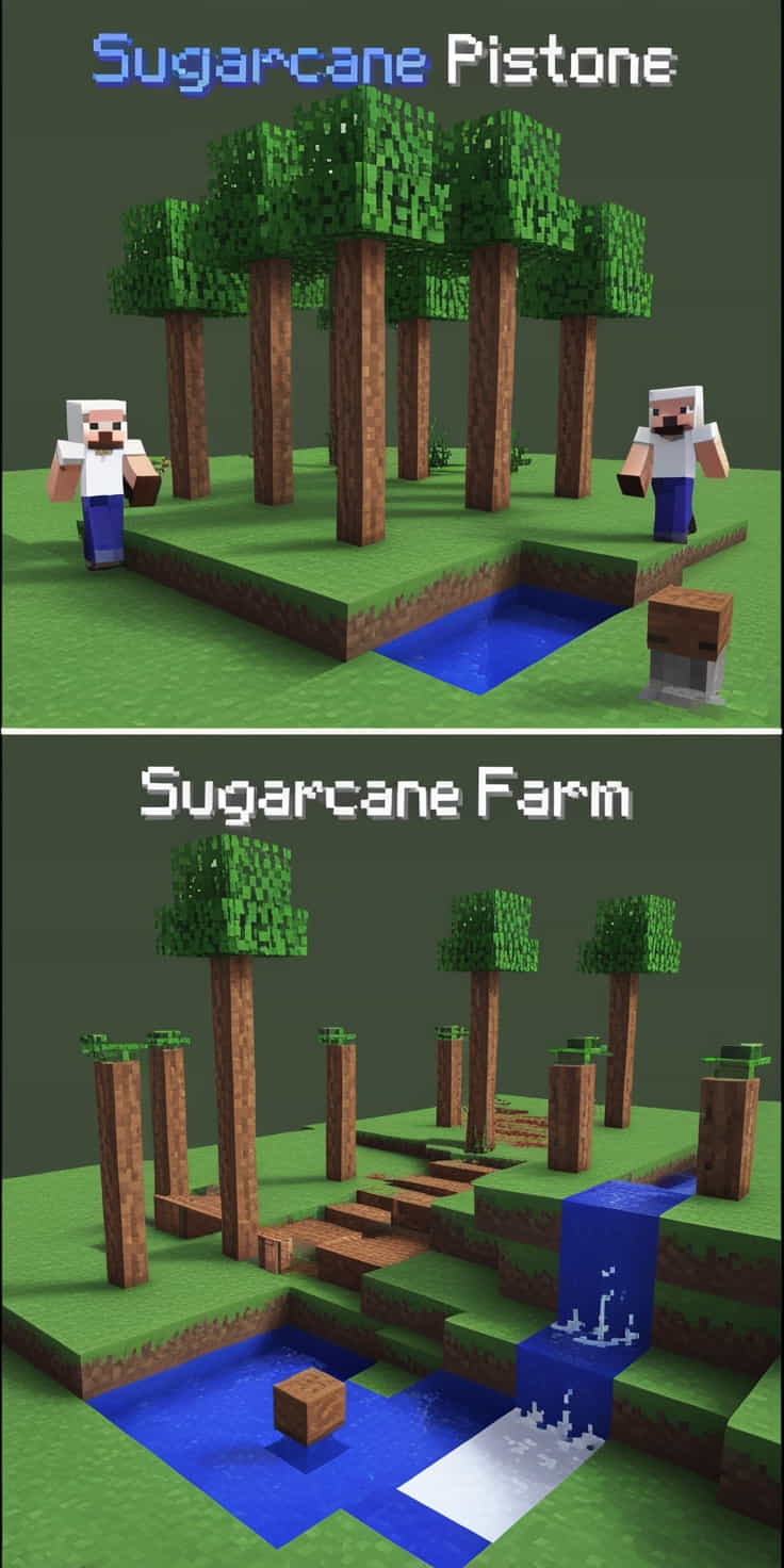 a compact sugarcane minecraft farm with pistons (2) 