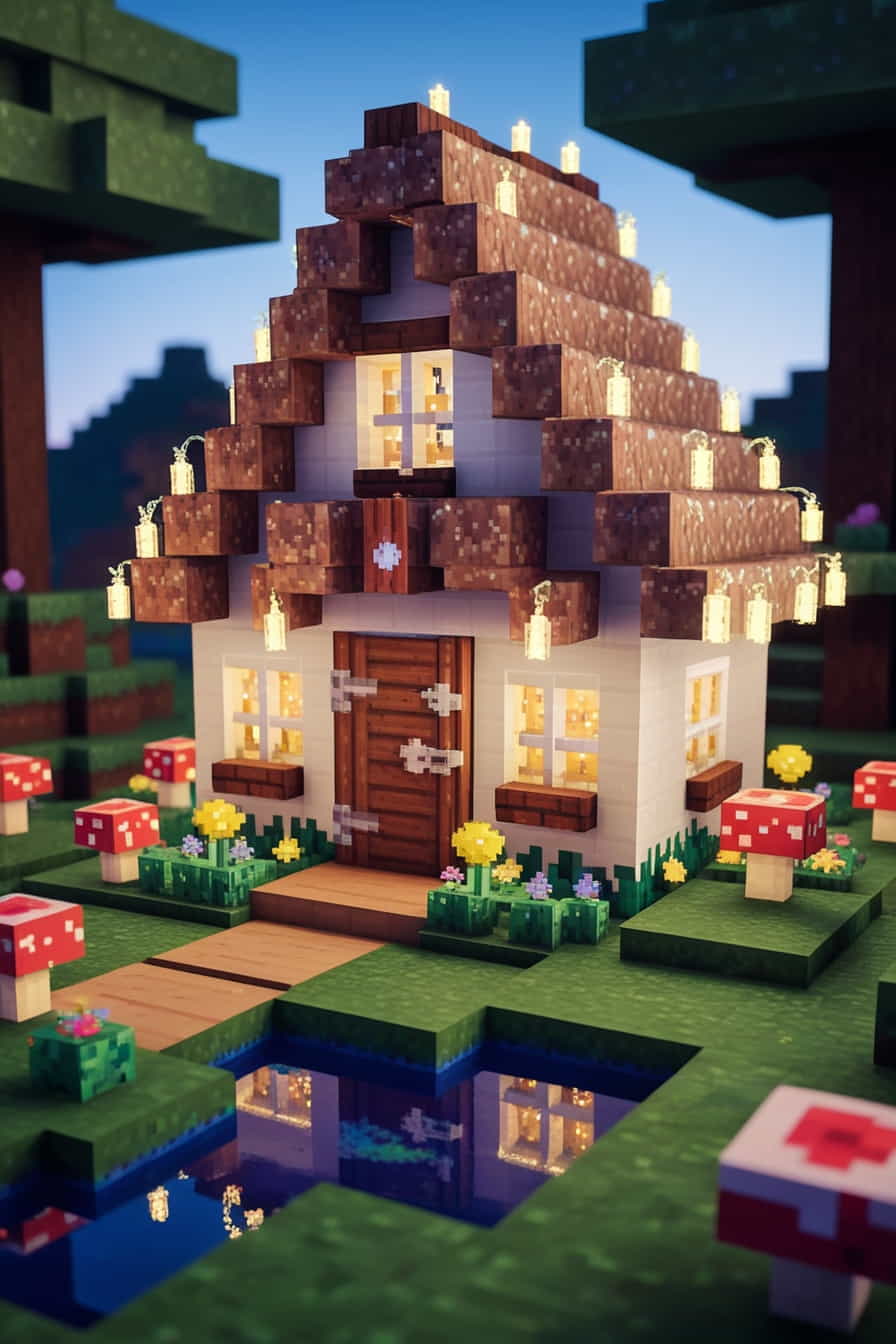 a fairy tale cottage minecraft chicken coop with mushroom 