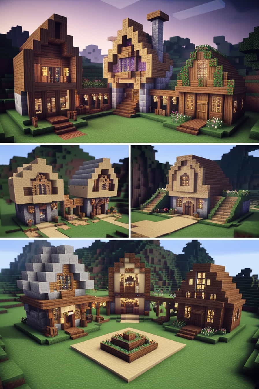 a fantasy minecraft village with unique and quirky houses (2) 