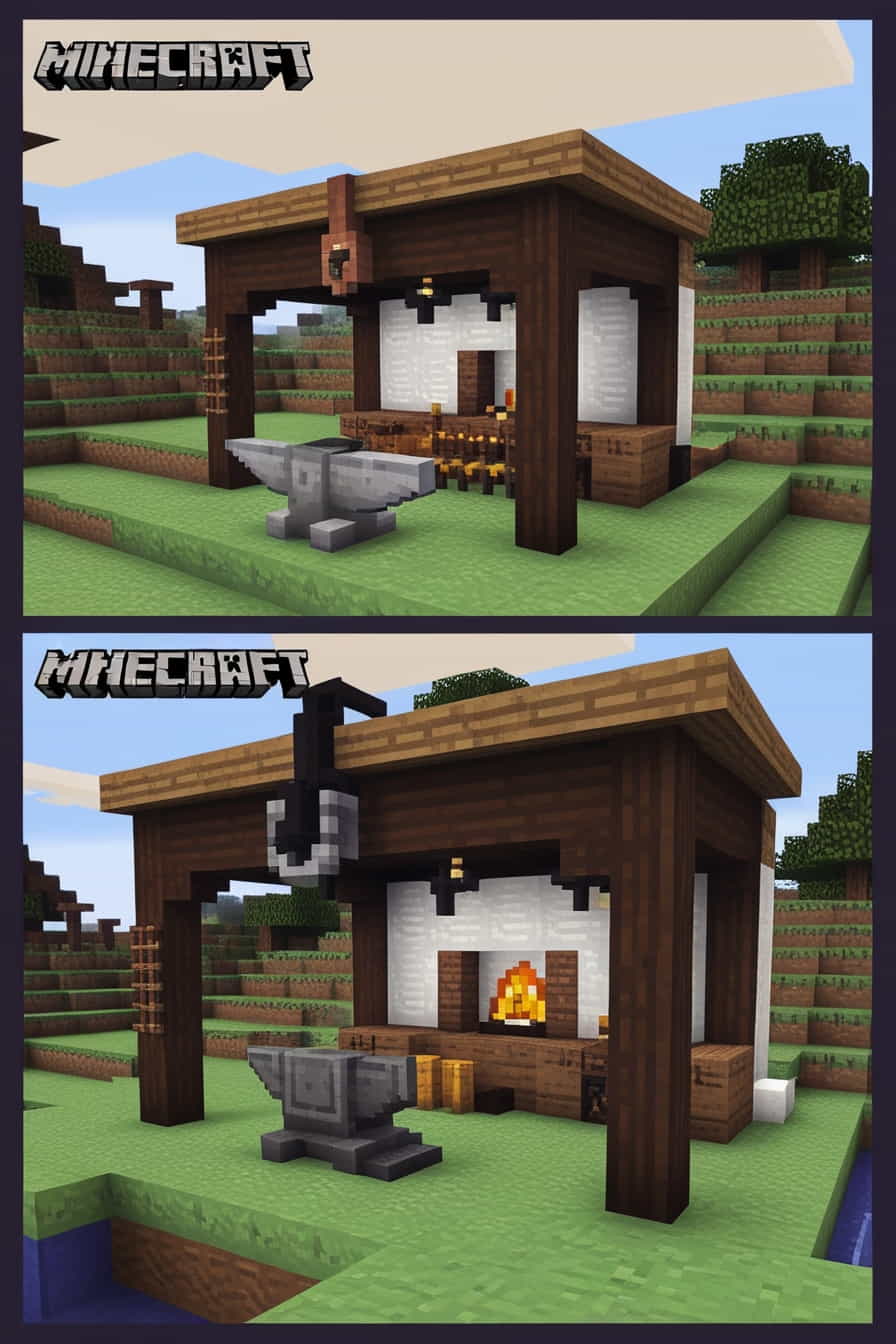 a functional minecraft blacksmiths forge with a workshop (4) 