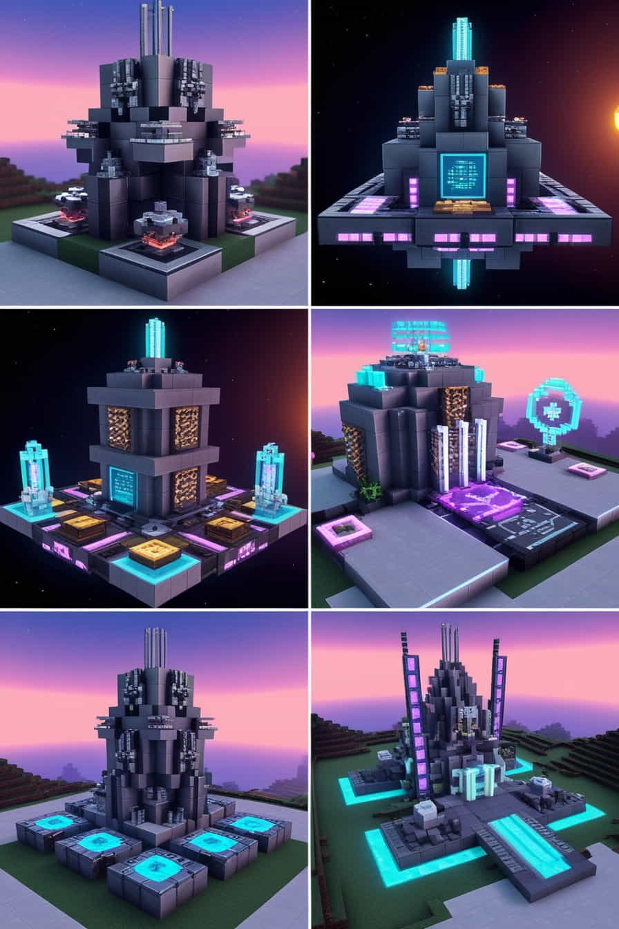 a futuristic minecraft space citadel using metallic block (1) 