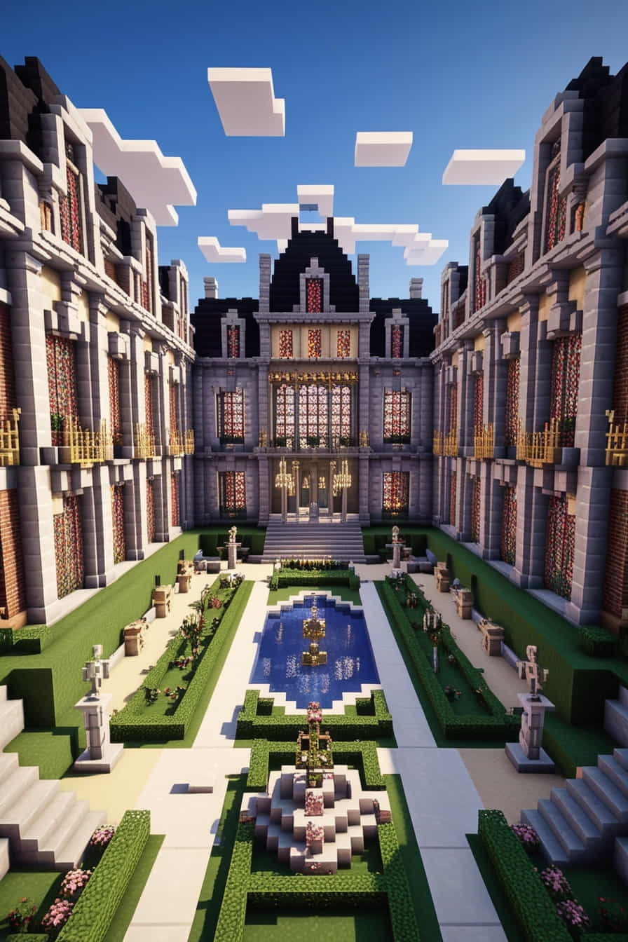 a graceful renaissance minecraft chteau with stone bricks (2) 