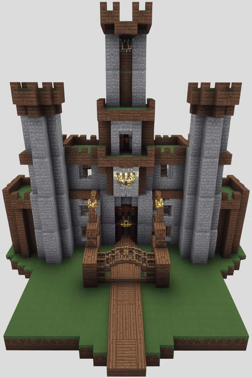 a grand medieval minecraft castle complete with towers 0 