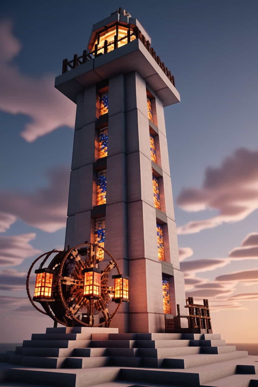 a grand minecraft lighthouse crafted from sleek white 1 