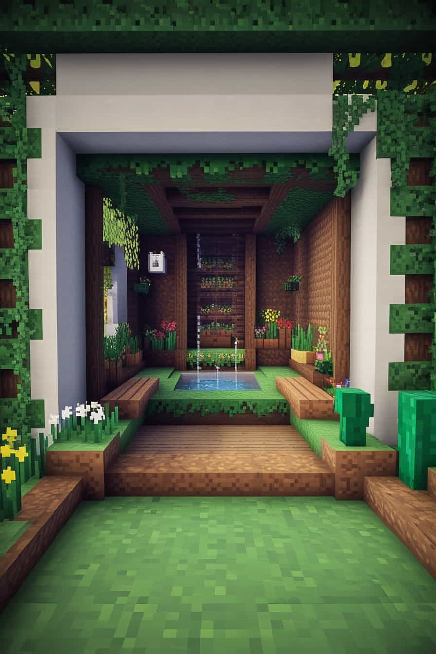 a hidden minecraft garden behind a wall (3) 