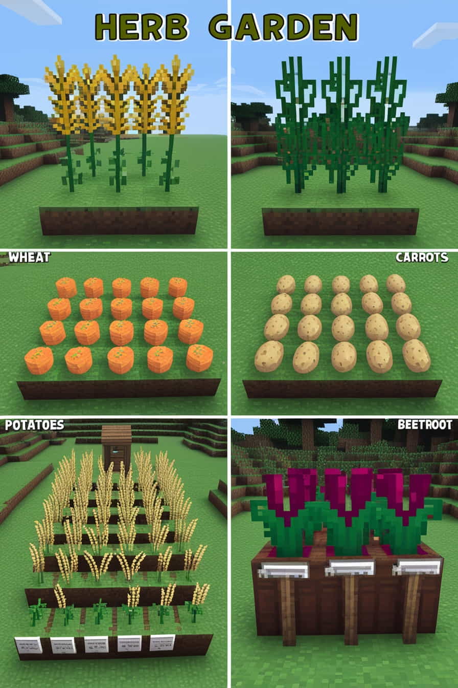 a minecraft herb garden with different sections  (2) 