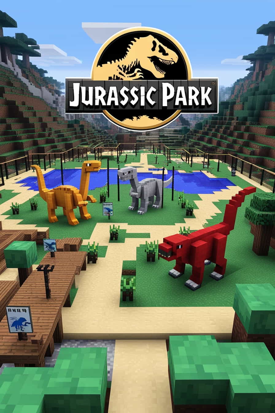 a minecrafts own jurassic park with custom terrain  (1) 