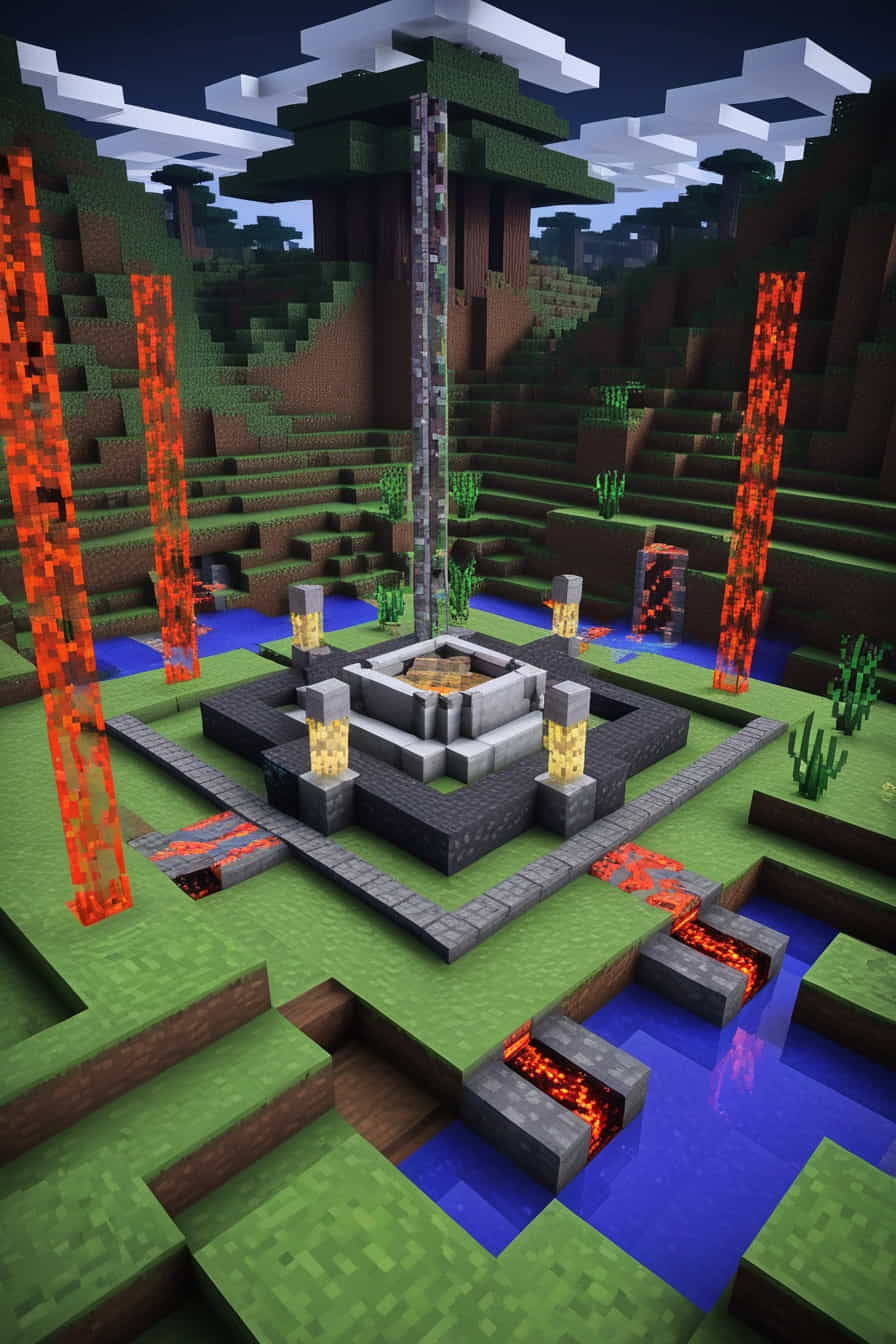 a nether minecraft hub to easily connect different par 