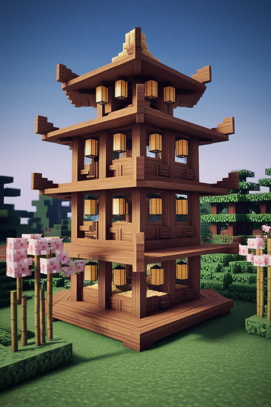 a pagodainspired minecraft chicken coop using acacia 2 