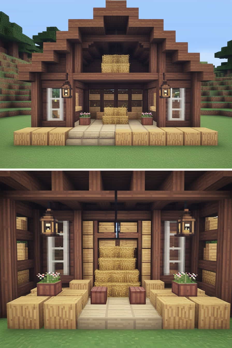 a spacious barnstyle minecraft chicken coop using oak 0 