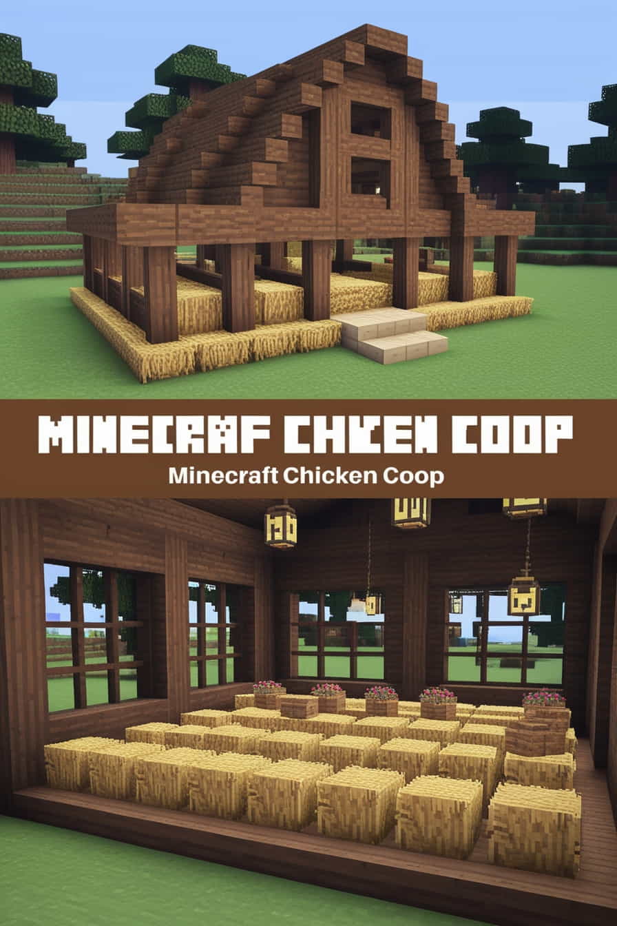 a spacious barnstyle minecraft chicken coop using oak 3 