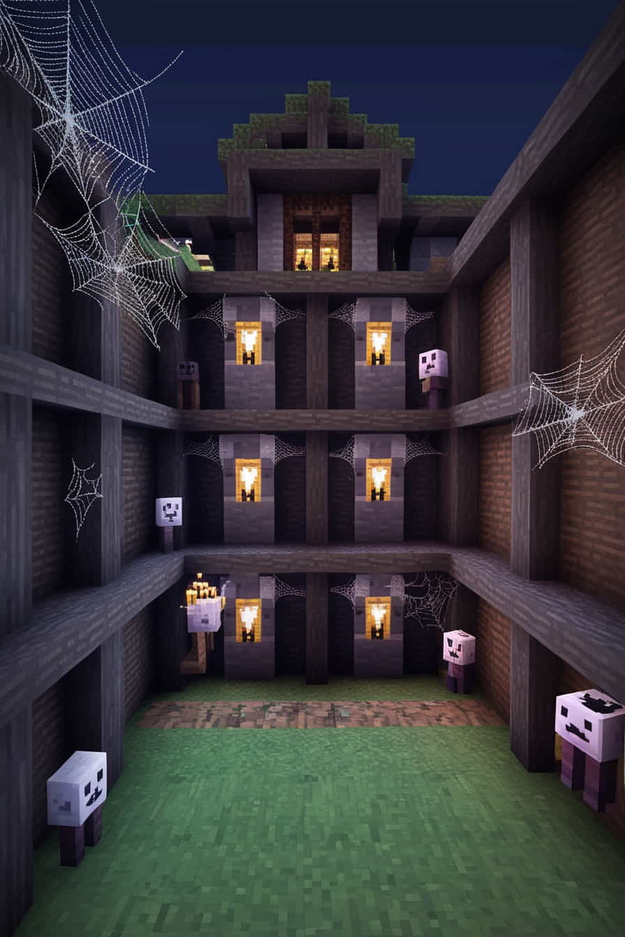 a spooky haunted minecraft mansion with cobwebs  (1) 