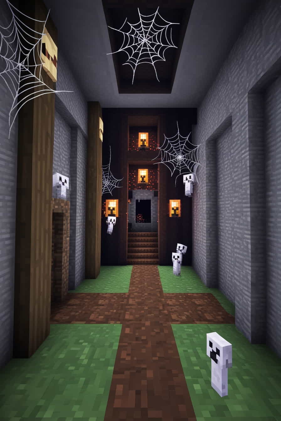 a spooky haunted minecraft mansion with cobwebs  (2) 