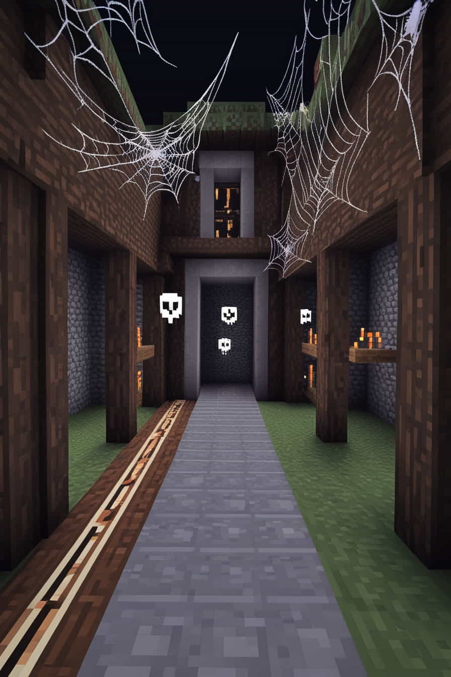 a spooky haunted minecraft mansion with cobwebs  (3) 