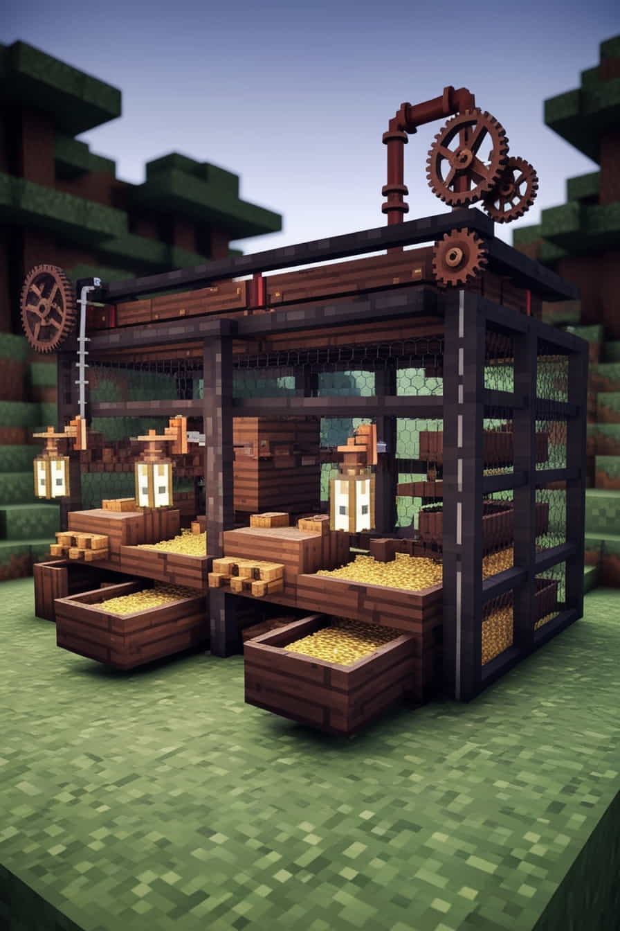 a steampunkthemed minecraft chicken coop using iron bar (1) 