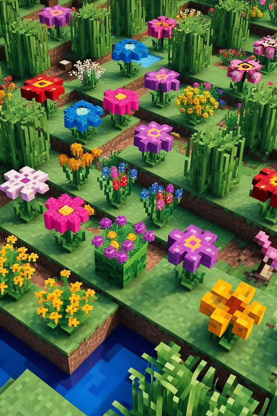 a vibrant minecraft flower meadowmix different types flower (3) 