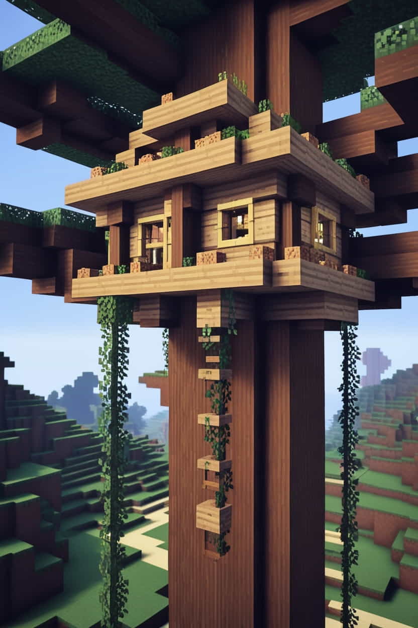 an enchanting minecraft treehouse high up in the branch (1) 