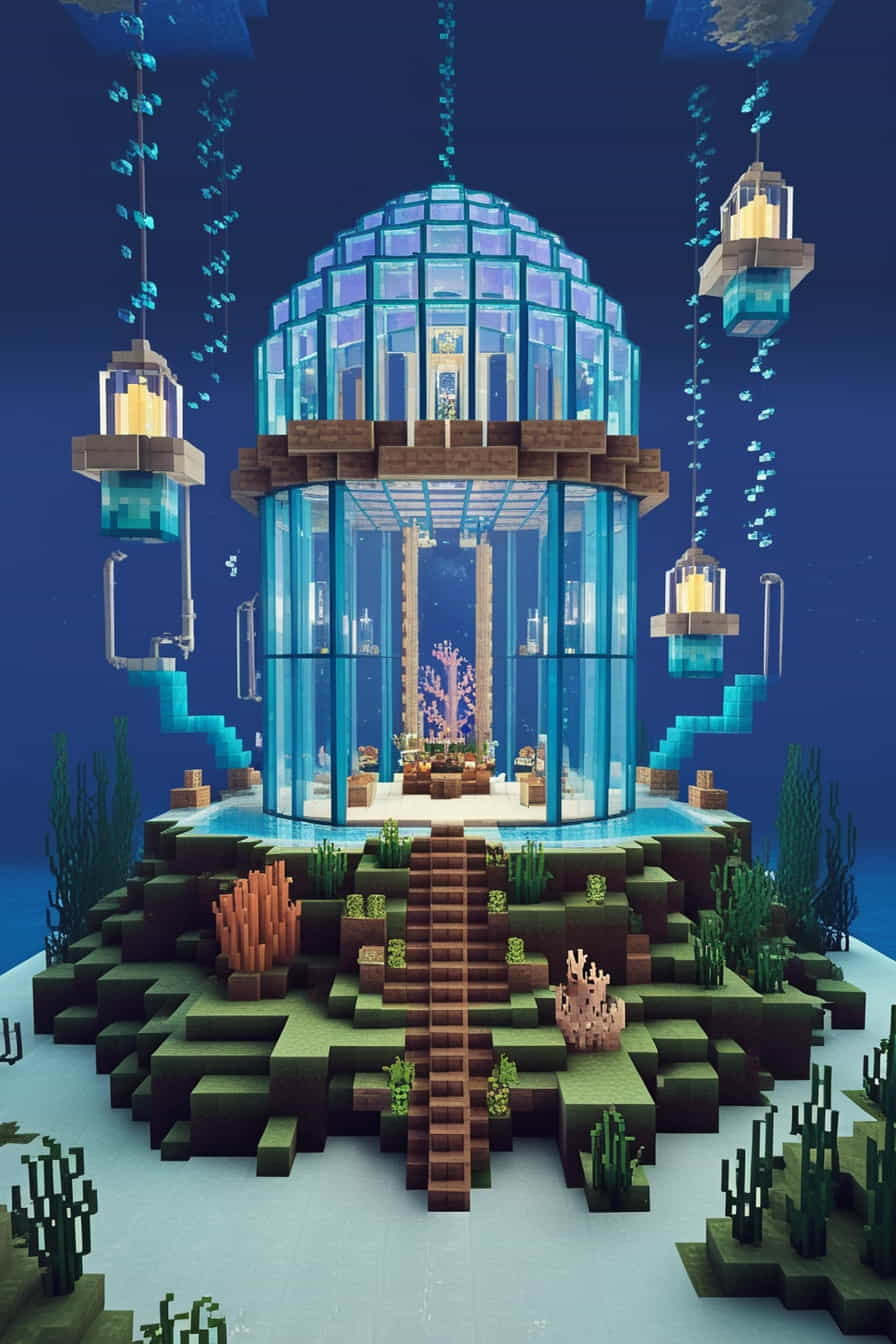 an enchanting underwater minecraft palace using prisma 0 