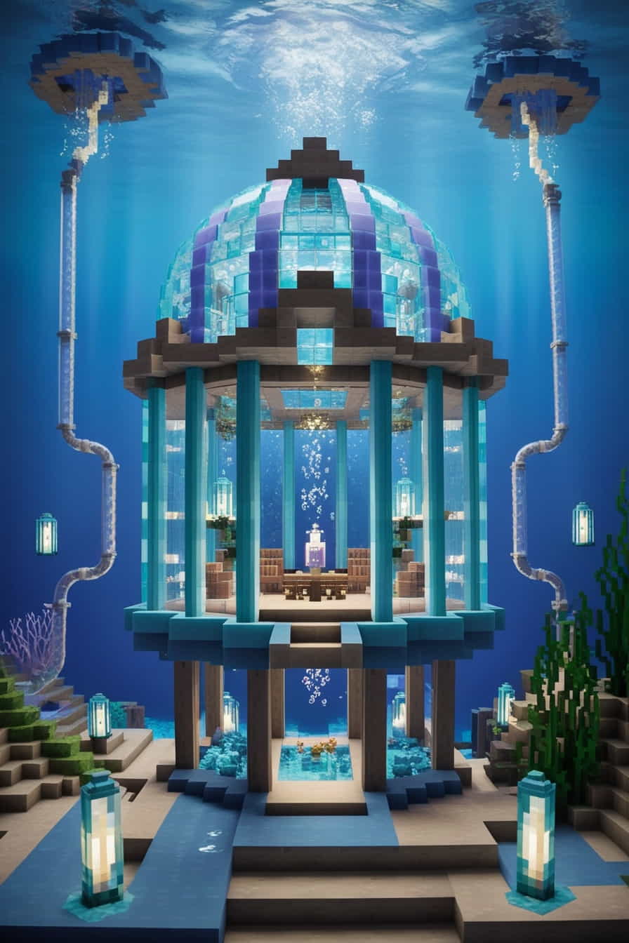 an enchanting underwater minecraft palace using prisma 2 