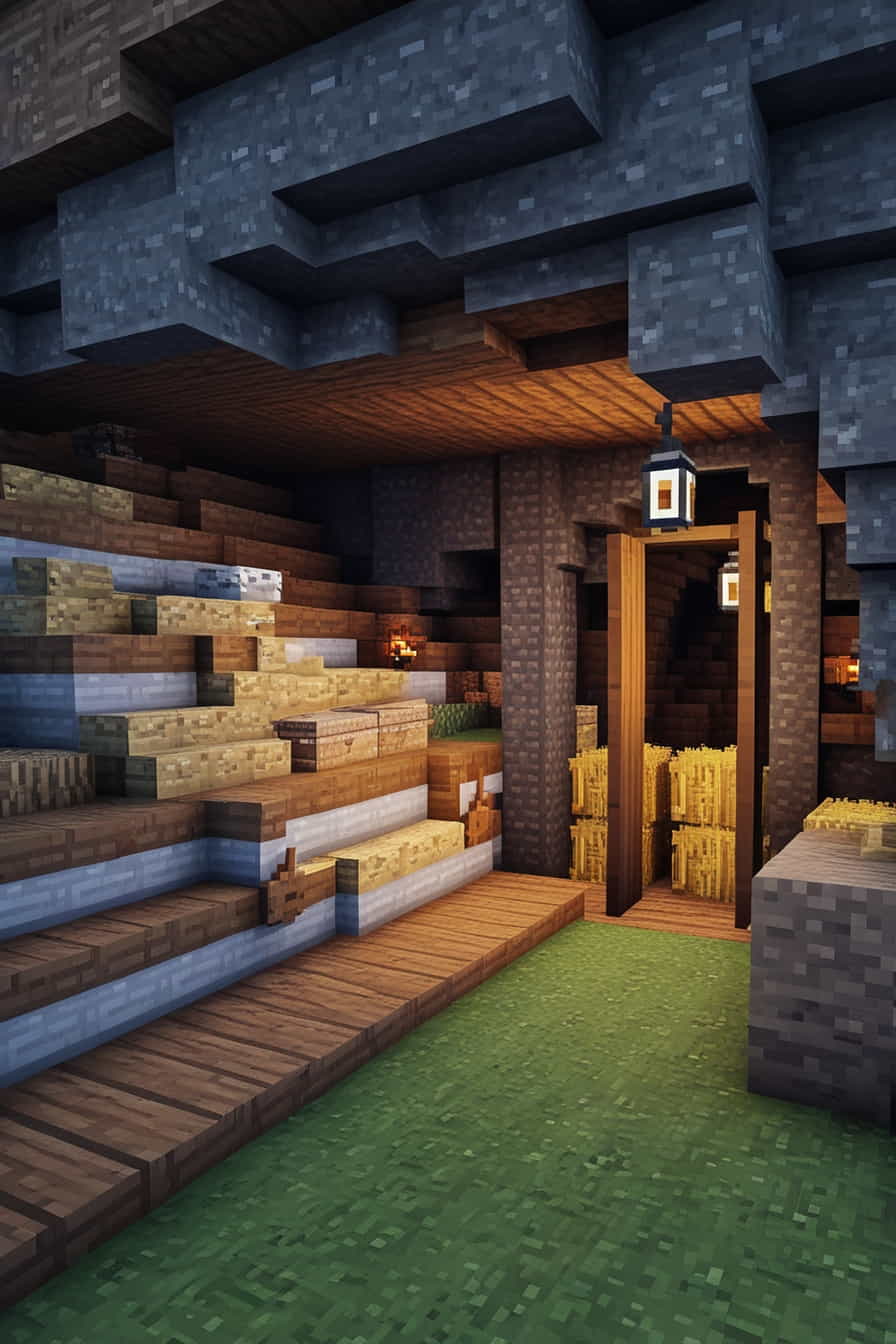 an underground minecraft chicken den using stone brick 2 