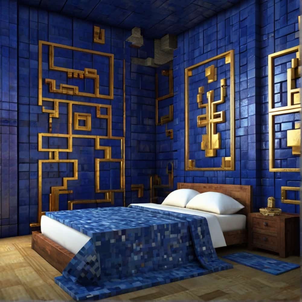  blue minecraft bedroom with lapis lazuli blocks 