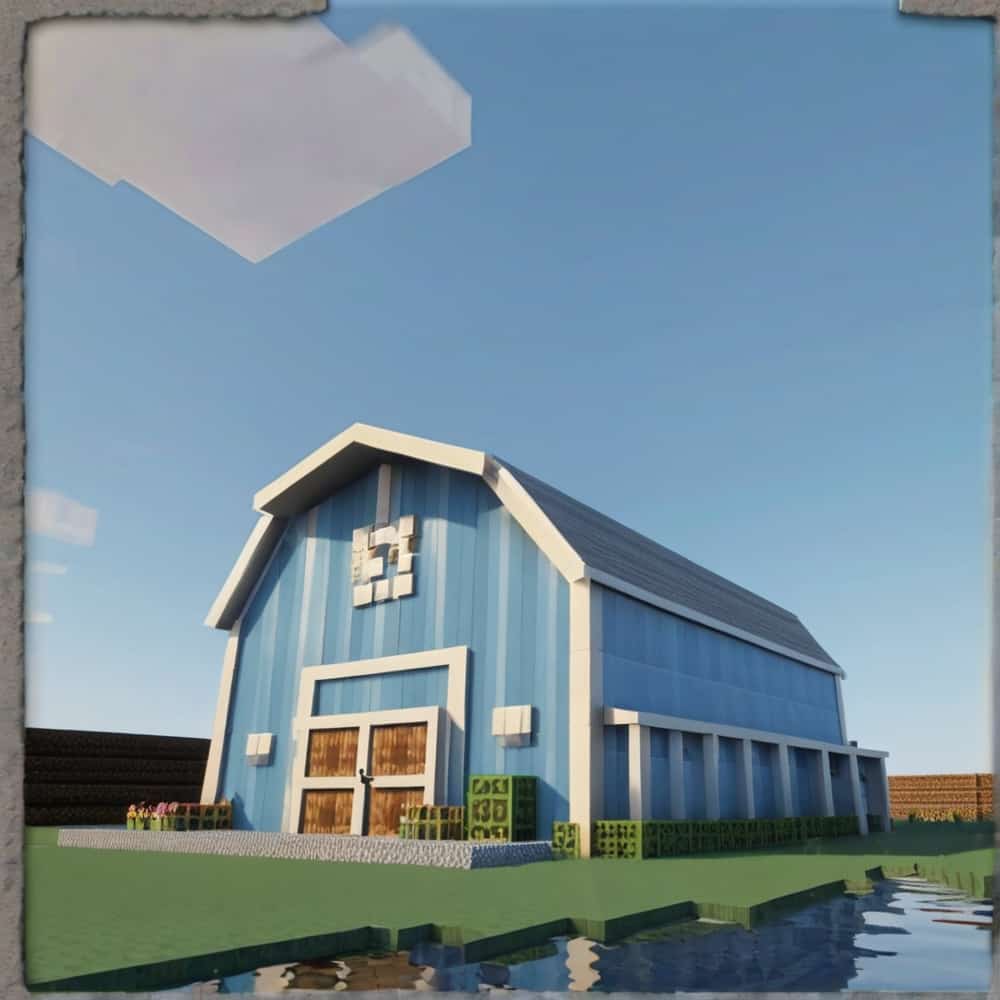 cute minecraft barn in light blue and white for a fresh look 2 