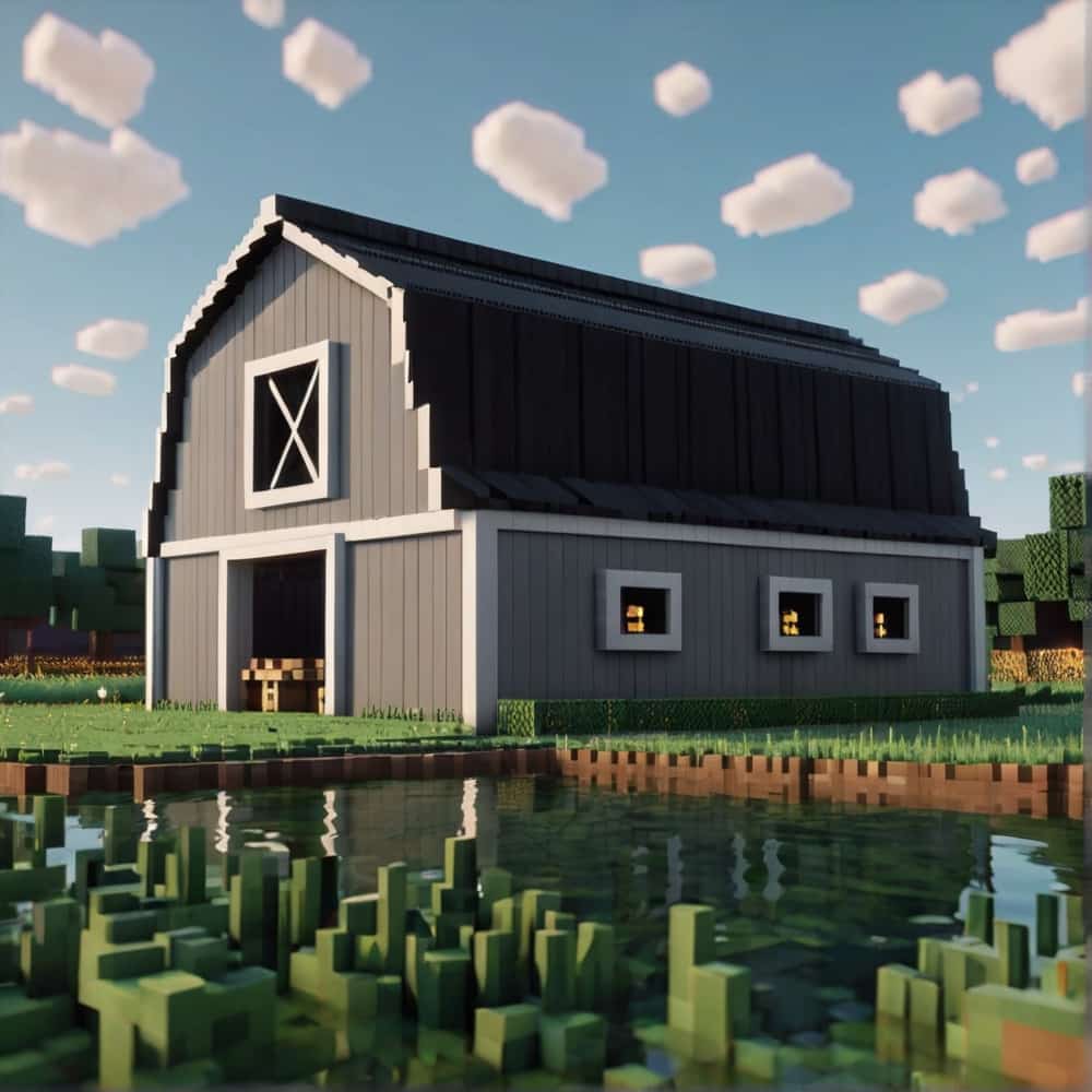 cute minecraft barn singlecolor barn such as all gray or black 1 