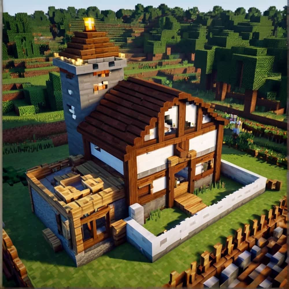 cute minecraft barn that combine the elements of a country home 2 