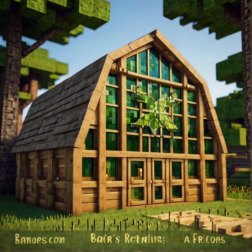  cute minecraft barn with bamboo and green stained glass 2 