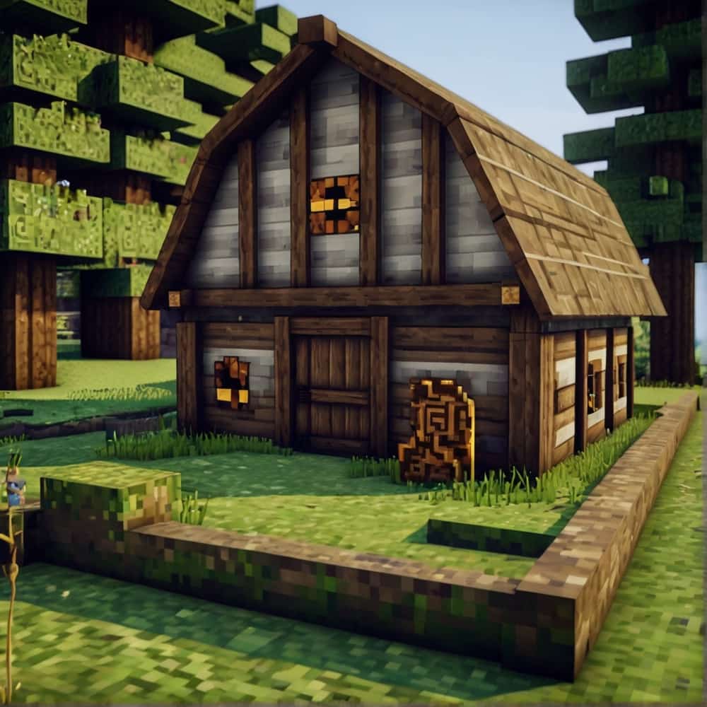     cute minecraft barn with spruce wood planks and dark oak logs for a rustic appeal 1 