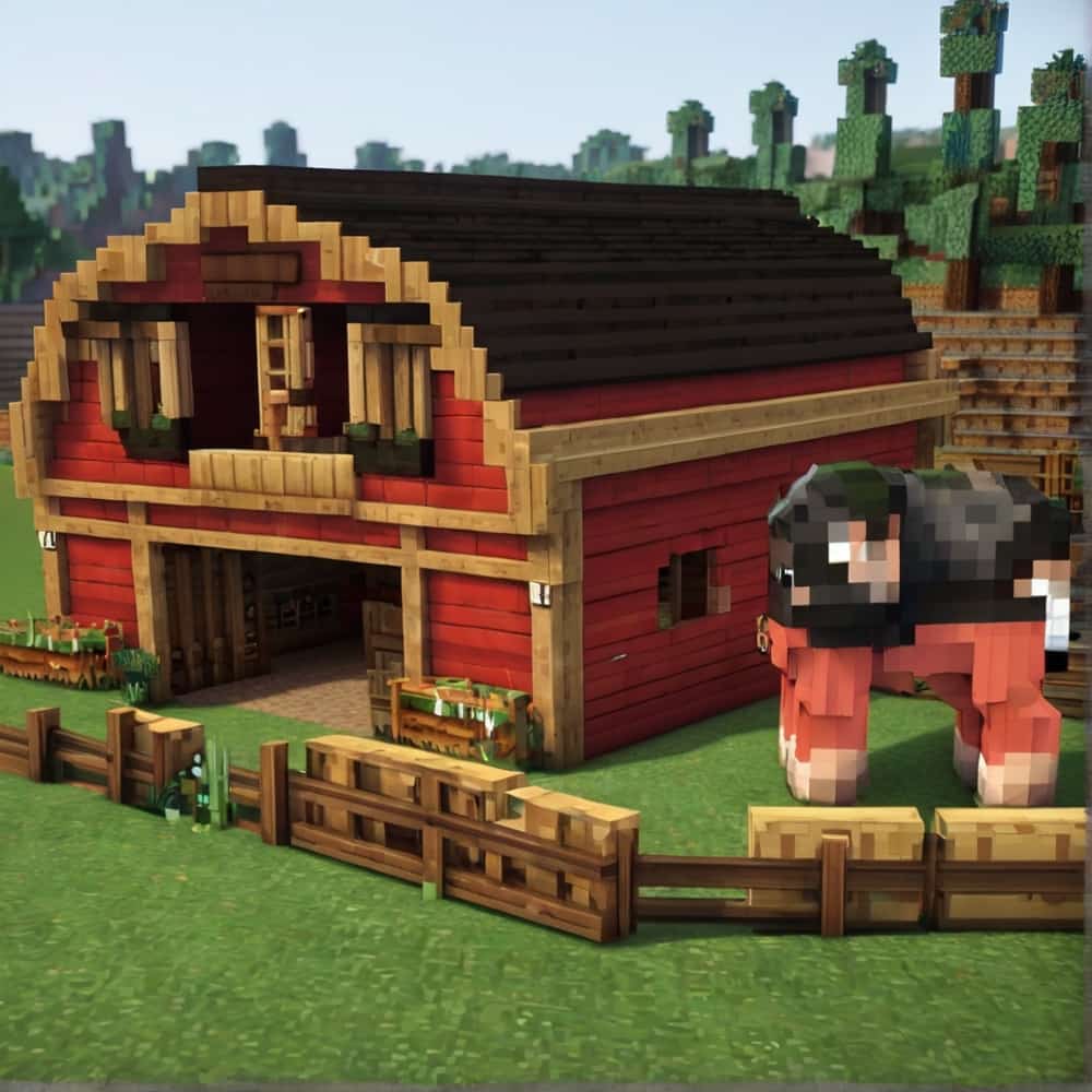     cute minecraft barn with the timeless look of a bright red wool barn with white trim 1 