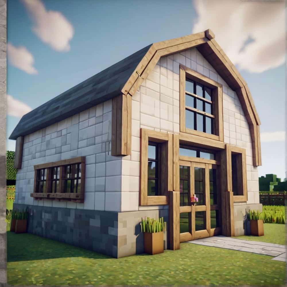     cute minecraft barn with white concrete and light gray 2 