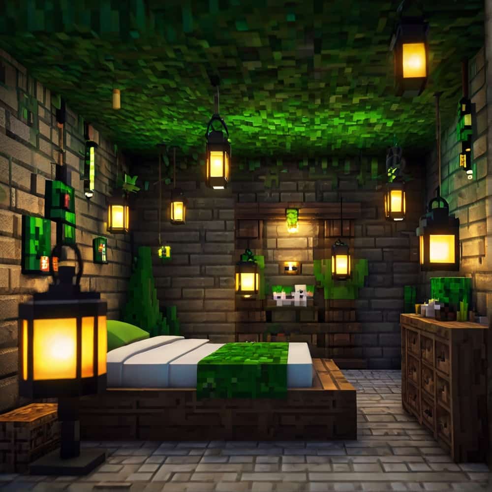         cute minecraft bedroom with a magical forestthemed bed 1 