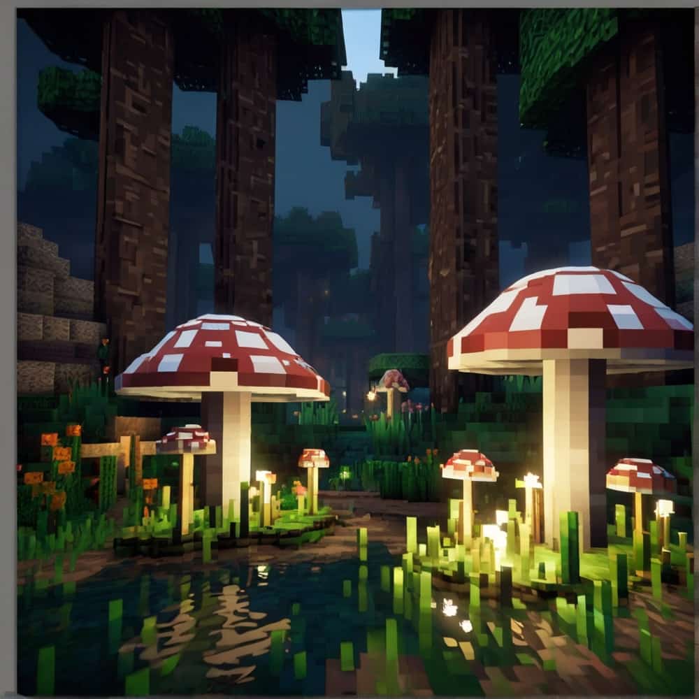     cute minecraft garden giant mushrooms and low light to create a mysterious enchanting garden 2 