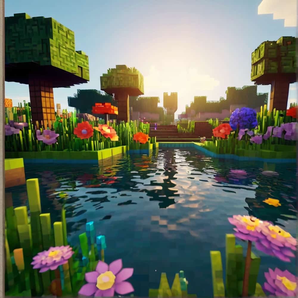 cute minecraft garden that attracts pixelated butterflies 2