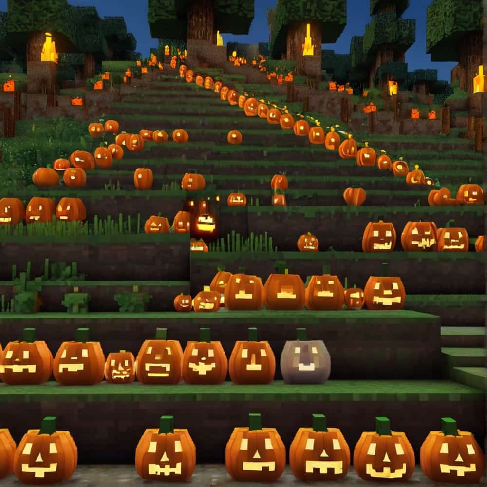     cute minecraft garden with plant rows of pumpkins and surround them with torches for a festive vibe 1 