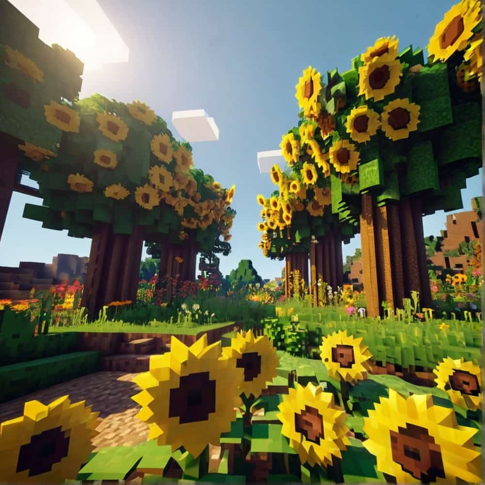     cute minecraft garden with plant towering sunflowers 1 