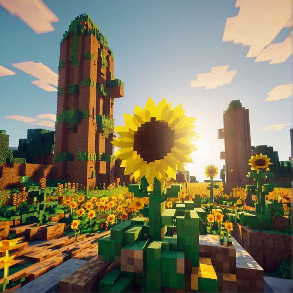     cute minecraft garden with plant towering sunflowers 2 