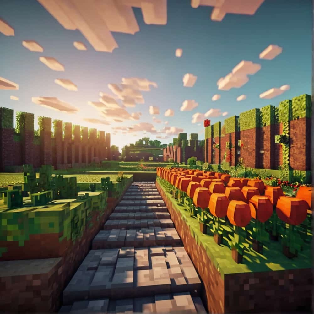     cute minecraft garden with rows of carrots potatoes 1 