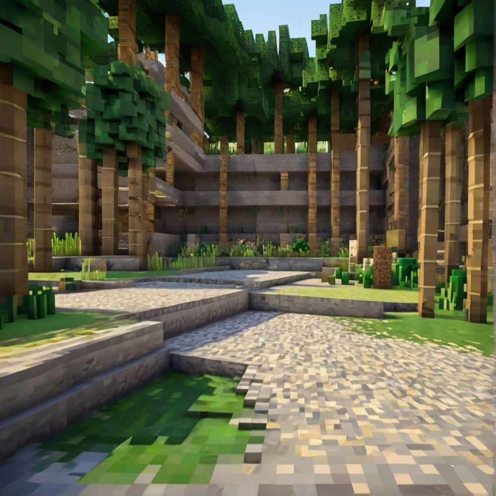 cute minecraft garden with smooth stones sand patterns 1