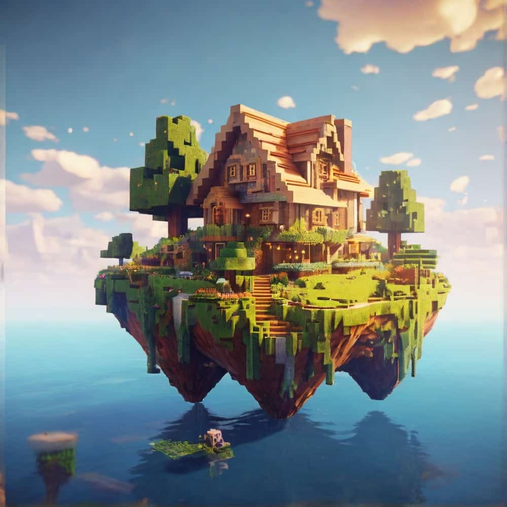 cute minecraft house on a floating island 2