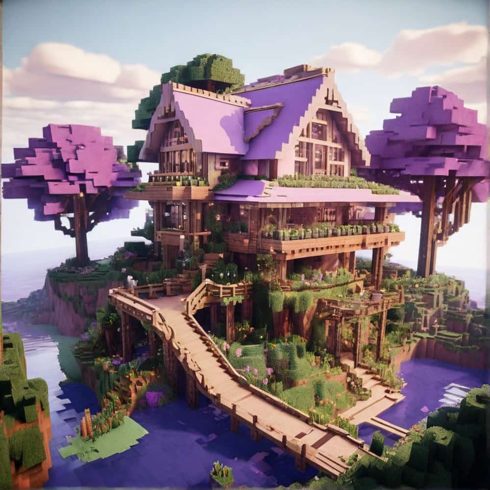 cute minecraft house with a home high in the branches using jungle wood and leaves 1